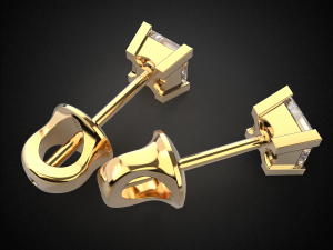 earrings studs gold e8 3d print model Model Cetak 3D