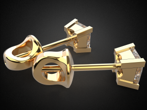 earrings studs gold e8 3d print model Model Cetak 3D