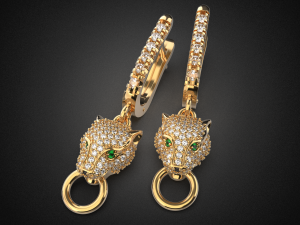 panther gemstone earrings e1 3d print model 3D-printmodel