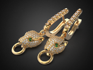 panther gemstone earrings e1 3d print model 3D Print Model