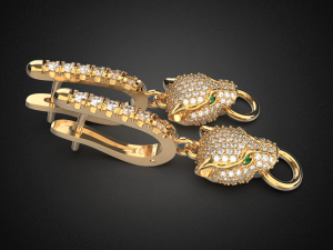 panther gemstone earrings e1 3d print model 3D Print Model