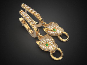panther gemstone earrings e1 3d print model 3D Print Model