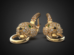 panther gemstone earrings e1 3d print model 3D Print Model