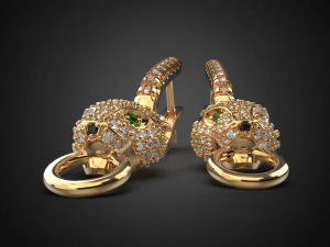 panther gemstone earrings e1 3d print model 3D Print Model