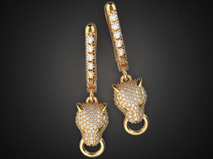 panther gemstone earrings e1 3d print model 3D Print Model