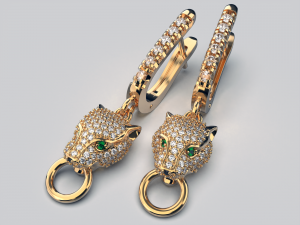 panther gemstone earrings e1 3d print model 3D Print Model