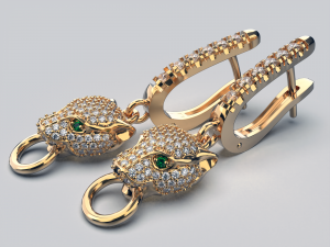 panther gemstone earrings e1 3d print model 3D Print Model