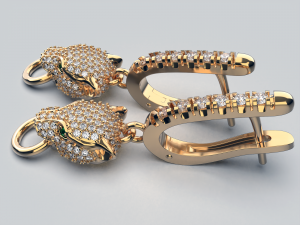 panther gemstone earrings e1 3d print model 3D Print Model