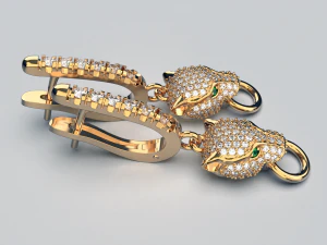 panther gemstone earrings e1 3d print model 3D Print Model