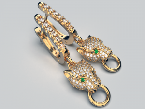 panther gemstone earrings e1 3d print model 3D Print Model