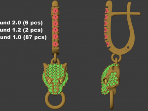 panther gemstone earrings e1 3d print model 3D Print Model