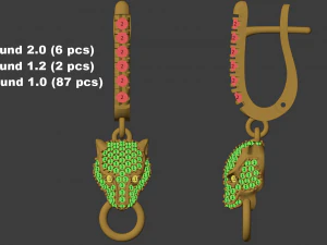 panther gemstone earrings e1 3d print model 3D Print Model
