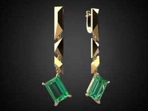 emerald earrings gold e13 3d print model 3D Print Model