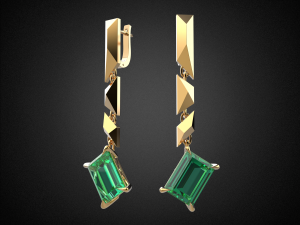 emerald earrings gold e13 3d print model 3D Print Model