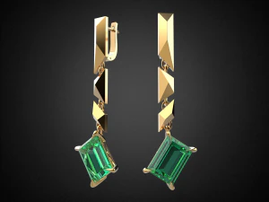 emerald earrings gold e13 3d print model 3D Print Model