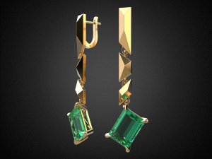 emerald earrings gold e13 3d print model 3D Print Model