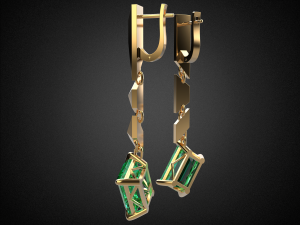 emerald earrings gold e13 3d print model 3D Print Model