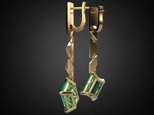 emerald earrings gold e13 3d print model 3D Print Model