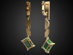 emerald earrings gold e13 3d print model 3D Print Model