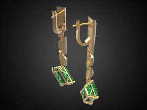 emerald earrings gold e13 3d print model 3D Print Model