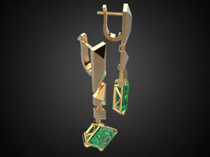 emerald earrings gold e13 3d print model 3D Print Model