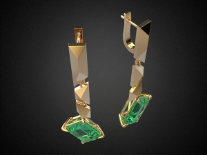 emerald earrings gold e13 3d print model 3D Print Model