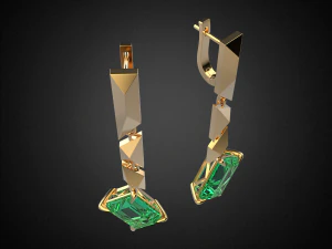 emerald earrings gold e13 3d print model 3D Print Model