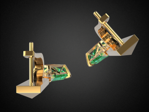 emerald earrings gold e13 3d print model 3D Print Model