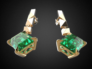emerald earrings gold e13 3d print model 3D Print Model