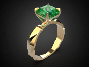 engagement emerald ring gold r7 3d print model 3D प्रिंट मॉडल