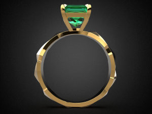 engagement emerald ring gold r7 3d print model 3D Baskı Modeli