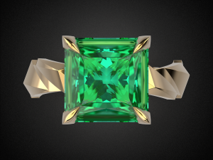 engagement emerald ring gold r7 3d print model 3D Baskı Modeli