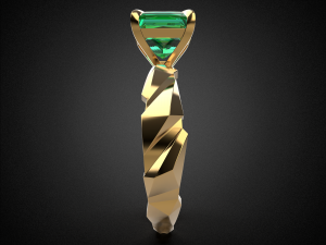 engagement emerald ring gold r7 3d print model 3D Baskı Modeli