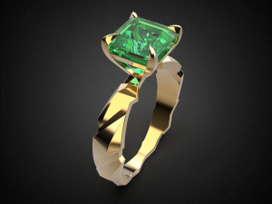 engagement emerald ring gold r7 3d print model 3D Baskı Modeli