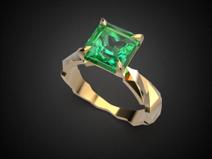 engagement emerald ring gold r7 3d print model 3D Baskı Modeli