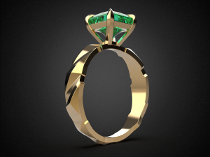 engagement emerald ring gold r7 3d print model 3D Baskı Modeli