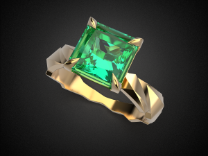 engagement emerald ring gold r7 3d print model 3D Baskı Modeli