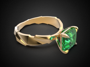 engagement emerald ring gold r7 3d print model 3D Baskı Modeli