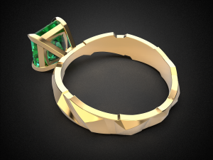 engagement emerald ring gold r7 3d print model 3D Baskı Modeli