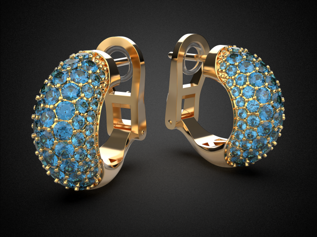 sapphire earrings gold e14 3d print model 3D Print Model .c4d .max .obj .3ds .fbx .stl .blend 