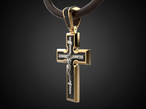 men pendant cross with rhodium plating p5 3d print model Model Cetak 3D