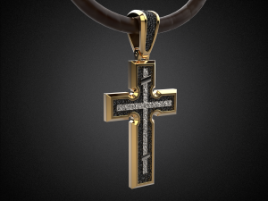 men pendant cross with rhodium plating p5 3d print model Model Cetak 3D