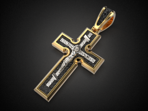 men pendant cross with rhodium plating p5 3d print model Model Cetak 3D