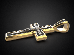 men pendant cross with rhodium plating p5 3d print model Model Cetak 3D