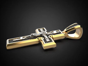 ciondolo da uomo croce con placcatura in rodio p5 modello di stampa 3d Modello di stampa 3D