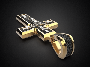 men pendant cross with rhodium plating p5 3d print model Model Cetak 3D
