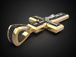 ciondolo da uomo croce con placcatura in rodio p5 modello di stampa 3d Modello di stampa 3D
