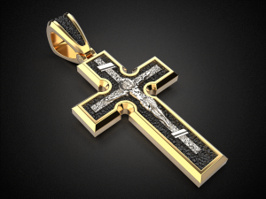 men pendant cross with rhodium plating p5 3d print model Model Cetak 3D