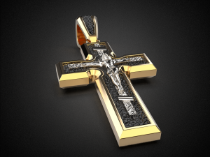 men pendant cross with rhodium plating p5 3d print model Model Cetak 3D