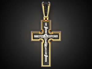 men pendant cross with rhodium plating p5 3d print model Model Cetak 3D